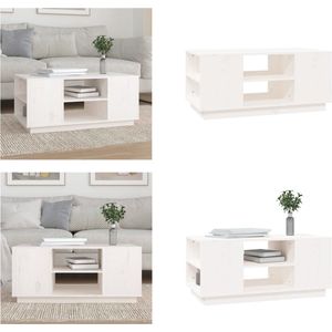 vidaXL Salontafel 90x49x40,5 cm massief grenenhout wit - Salontafel - Salontafels - Tafel - Bijzettafel