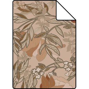 Proefstaal ESTAhome behang vintage bloemen in art nouveau stijl beige en terracotta - 26,5 x 21 cm - 139460-S