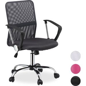 Relaxdays bureaustoel - 360° - in hoogte verstelbaar - ergonomisch - max. 120 kg - netbespanning - 101 x 62 x 62 cm - grijs