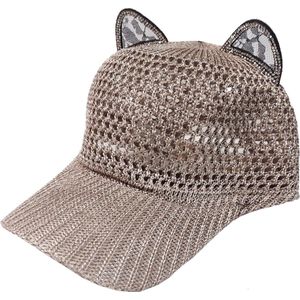 Cat Ear Baseball Cap �– Brons – Onesize - Mesh pet met kattenoortjes