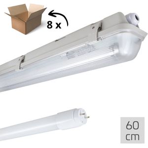 Proventa LED TL Verlichting 60 cm - 8 armaturen met LED Buis - Waterdicht - 1080 lm - 8PACK