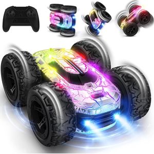 oCreon RC Offroad Auto 4WD met LED Licht- 360° Flip- Oplaadbaar voor Kinderen (3-12 Jaar)