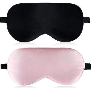 Zijden Oogmasker Set, 2 Stuks met Verstelbare Band - Ultrazachte Huidvriendelijke Oogmaskers voor Mannen en Vrouwen - Blokkeert Licht - Slaapmasker voor Reizen/Dutje/Nachtelijk Slapen