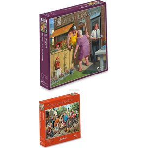 2 x Marius van Dokkum puzzel 1000 stukjes ""De druppel"" en ""Tuinfeest