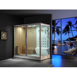 Mawialux sauna inclusief stoomcabine 220x160x220cm - Glans wit - STSAUWR