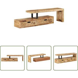 The Living Store TV-meubel Antieke Stijl - Hout - Massief Mangohout - 112 x 30 x 40 cm - Inclusief handleiding