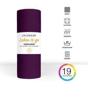 Jacobson - Hoeslaken - 130x200cm - Jersey Katoen - tot 23cm matrasdikte - Paars