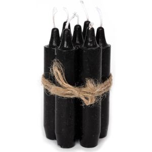 Leeff - Bundeltje met dinerkaarsen 'Dora' (Set van 7, 5 branduren per kaars, black)