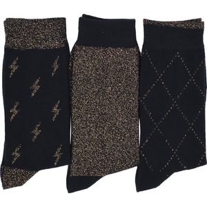 InterSocks - dames sokken met lurex - 12 paar - MULTIPACK - hoogwaardige katoen, verschillende kleuren met fantasie
