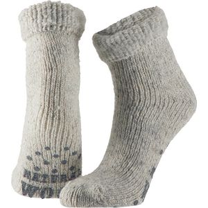 Wollen huis sokken anti-slip voor meisjes grijs maat 27-30