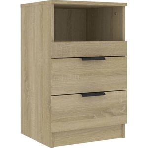 vidaXL Nachtkastje - Sonoma Eiken - Bewerkt Hout Nachtkastje - Kastje - Slaapkamermeubel - Houten Meubel - Sonome Eiken