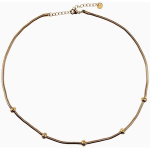 45cm Vossenstaart Ketting Dames - Stalen Goudkleur - Choker-Stijl - Halsketting - Collier