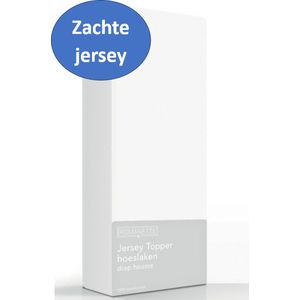 Zachte Jersey Topper Hoeslaken Lits-jumeaux Wit | 160/170/180x200/210/220 | Dikke Kwaliteit | Rondom Elastiek