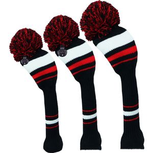 Golf Club Headcover Rood-Wit Streep-Knitted Wool - Headcovers- Golf Spullen