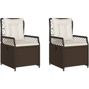 The Living Store Tuinstoelen 2 st verstelbaar poly rattan bruin - Tuinstoelen - Lounge Stoelen - Relax Stoelen - Buis Meubel - Outdoor Furniture