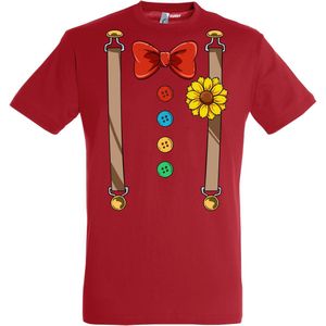 T-shirt kinderen Bretels Kostuum | Carnaval | Carnavalskleding Kinderen Baby | Rood | maat 140