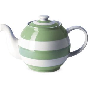 Cornishware Willow Green Theepot 1.4 Ltr - Groen Wit Gestreepte Theepot - Vaatwasserbestendig