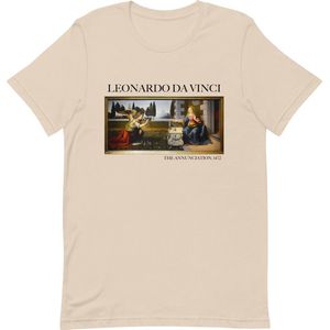 Leonardo da Vinci 'De Annunciatie' (""The Annunciation"") Beroemd Schilderij T-Shirt | Unisex Klassiek Kunst T-shirt | Soft Cream | XL