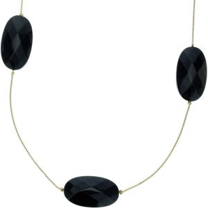Behave Lange goud-kleurige ketting met zwarte kralen