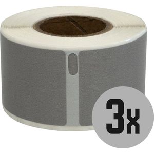 DULA Dymo Compatible labels - Zilver- 99010 - S0722370 - Adresetiketten - 3 rollen - 28 x 89 mm - 130 labels per rol