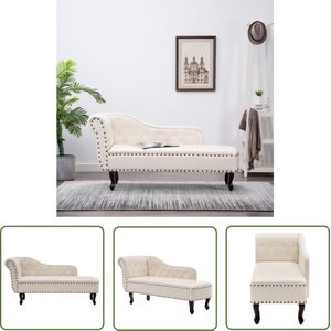 The Living Store Chaise Longue - Chesterfield - Kunstleer - 168x58x77 cm - Crèmewit