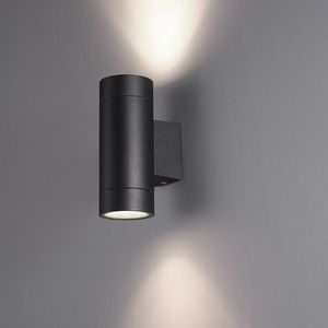 HOFTRONIC Cali - LED Wandlamp - Up and Down light - Mat Zwart - IP65 Waterdicht - 4000K Neutraal wit - Dimbaar - Moderne muurlamp - Geschikt wandlamp buiten, wandlamp badkamer en binnen - 3 jaar garantie