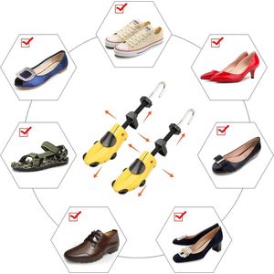 schoenrek voor mannen en vrouwen, tweewegschoenrek, plastic en metalen schoenrek voor verstelbare lengte en breedte, schoenrek met schoenlepel