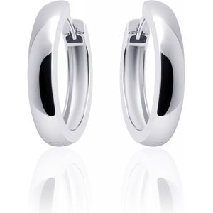 Jewels Inc. - Oorbellen - Oorringen - Half bol glad met schanier  - 4mm Breed - 22mmØ - Gerhodineerd Zilver 925