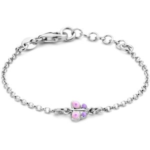 Zilveren Kinderarmband met Vlinder Roze 11 + 2 cm
