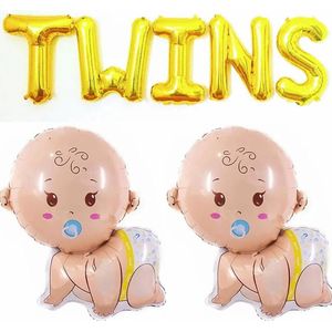 Folie ballonen set Twins met 2 kruipende baby boys - folie - ballon - twins - tweeling - babyshower - genderray - decoratie - zwanger - geboorte