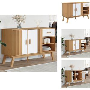 vidaXL Dressoir - Dressoirs - Opbergkast - Wandkast - Dressoir OLDEN 114x43x73,5 cm massief grenenhout wit en bruin