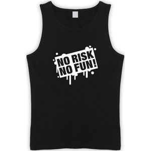 Zwarte Tanktop met  "" No Risk No Fun "" print Wit size XXL