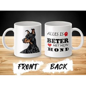 Mok Doberman Pinscher Alles is beter met mijn hond - dog - doglover