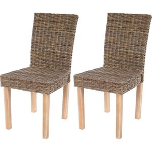 Cosmo Casa Set van 2 Eetkamerstoelen - Rotanstoelen - Keukenstoelen - Kubu Rotan