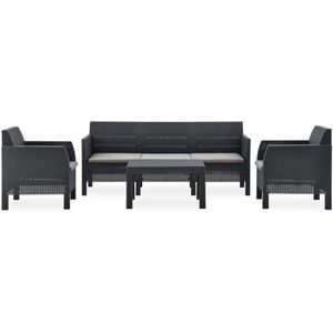 vidaXL 4-delige Loungeset met Kussens - Antraciet Tuinmeubles - Loungeset - Buitentijd - Relaxen - Patio Furniture