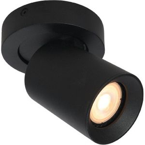 Plafondlamp Megano 1L Rond Zwart - 1x GU10 LED 4,8W 2700K 355lm - IP20 - Dimbaar > spots verlichting led zwart | opbouwspot led zwart | plafondlamp zwart | spotje led zwart | led lamp zwart