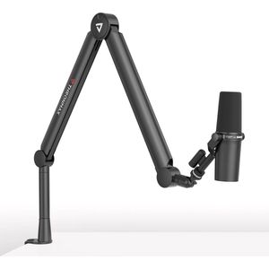 LifeStages® Microfoonstandaard voor het streamen en uitzenden van games, stabiele en universele microfoonarm met 1/4""，3/8"" naar 5/8"" adapter, geheel van metaal en volledig verstelbaar voor