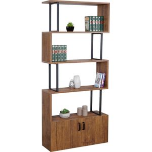 Cosmo Casa Boekenkast HWC-A27 - Staande Plank - Kamerverdeler - Woonplank - Opbergvak Met Deur - 183X80cm - 3D Structuur - Wild Eiken Look