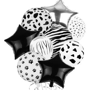 Ballonnen Zwart, & Wit ,zilver- Helium Geschikt  - Ballonnenboog Versiering *Zebra Jungle Thema *Ballon Boeketten Set van 9 Stuks *Zebra Safari Verjaardag Folie en Latex Ballon