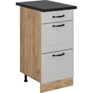 Vicco R-Line Keuken Keukenonderkast – 40 cm met laden, WB Antraciet Wit Landhuis met laden, WB Antraciet
