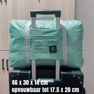 Allernieuwste.nl® Opvouwbare Reistas Weekendtas Op Koffer Standtas Reis Tas Handbaggage Opbergtas Sporttas - 46 x 30 x 14 cm Kleur Groen %%