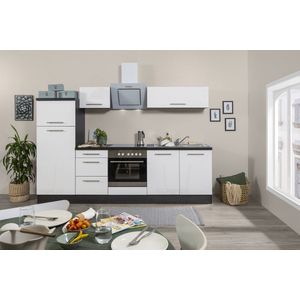 Goedkope keuken 270  cm - complete keuken met apparatuur Amanda  - Eiken grijs/Wit - soft close - keramische kookplaat  - afzuigkap  - spoelbak