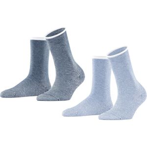 Esprit Allover Stripe 2-Pack duurzaam gestreept organisch katoen multipack sokken dames veelkleurig - Maat 35-38