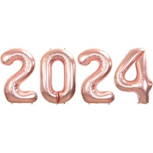 Folie Ballon Cijfer 2024 Oud En Nieuw Versiering Nieuw Jaar Feest Artikelen Happy New Year Decoratie Rose Goud