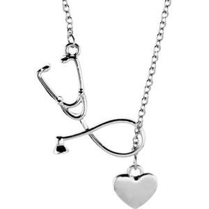 Lumici® | Heart Stethoscope Necklace - Stethoscoop Ketting Met Hartje En Steentje - Doktor - Arts - Hartje - Zilver - Cadeau Voor Vrouwen - Moederdag Cadeau - Valentijn - Liefde - Verrassing - Goud, Rosé Goud & Zilver