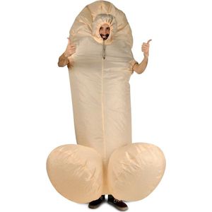 KIMU® Opblaas Kostuum Penis - Opblaasbaar Pak - Penispak Mascotte Opblaaspak - Opblaasbare Penis Piemel Vrijgezellendag Dames Heren Festival
