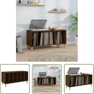 The Living Store Platenkast - 100 x 38 x 48 - Bruineiken - Veel opbergruimte - Duurzaam materiaal