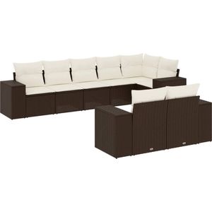 vidaXL Loungeset - 8-delig - Met kussens - Bruin Tuinlounge - Lounge Set - Buitendecoratie - Tuinset - Loungebank