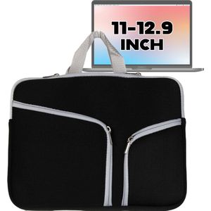 Laptophoes 11 tot 12,9 inch - Zwart - Laptoptas Dames / Heren - Waterafstotend - Tas Voor Laptop 12,6 Inch - Hoes met Ritssluiting