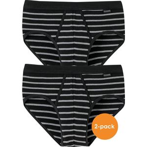 SCHIESSER Original Classics sportslips (2-pack) - Feinripp met gulp - zwart gestreept